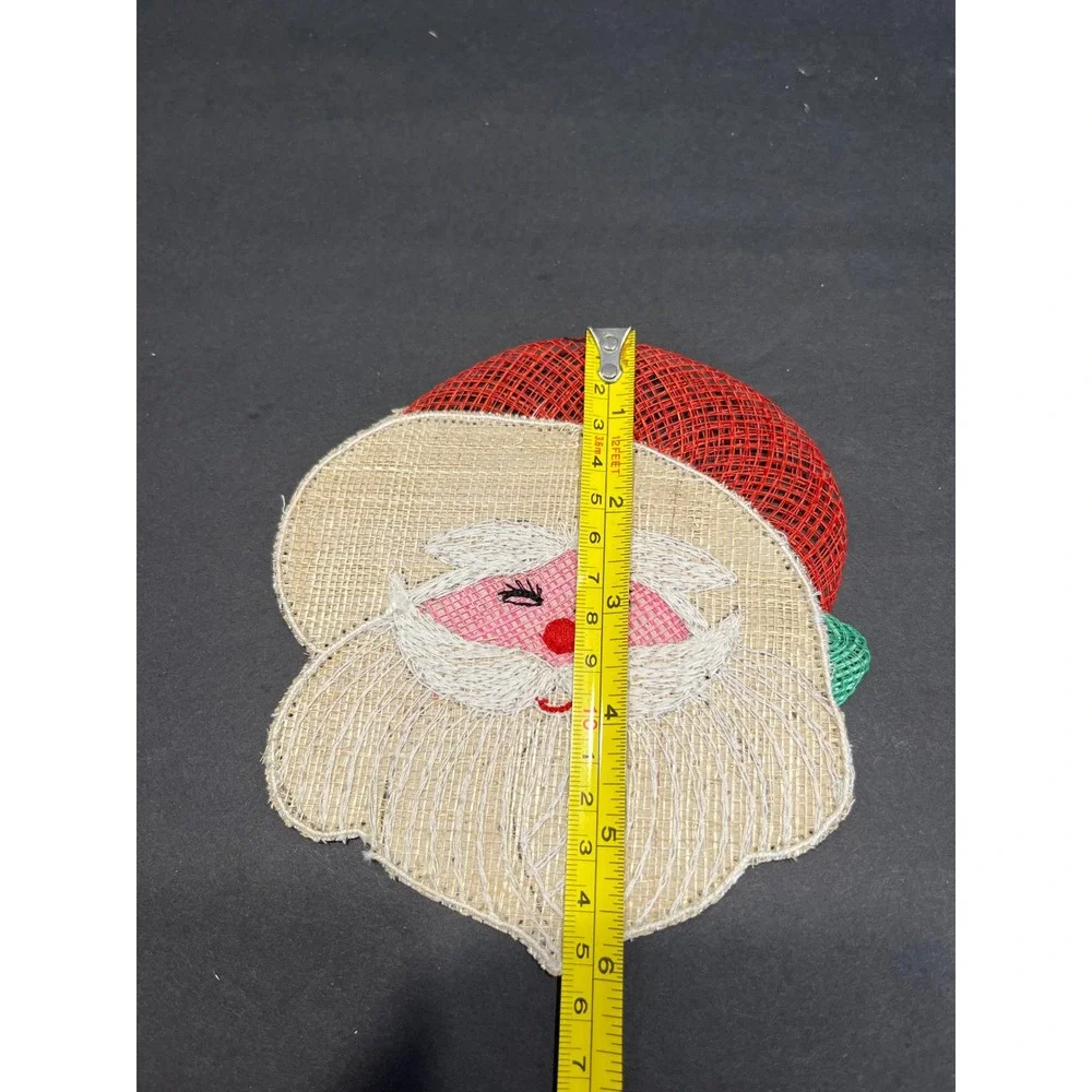 Vintage Contessa Santa Claus Coasters Set of 6 Woven Raffia Christmas Decor